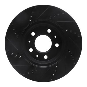 Cadillac STS Brake Rotor (1) - Front Right - R1 Concepts - Drilled & Slotted - Black - `03-`08